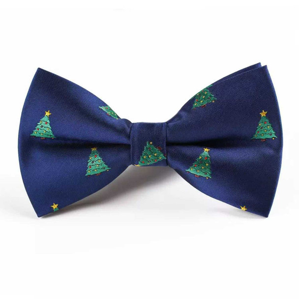 Navy Christmas Trees Bowtie