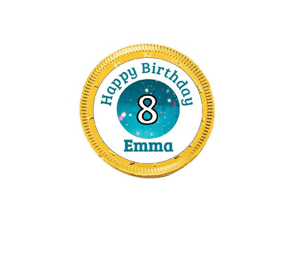 Personalised Blue Birthday Chocolate Coins (15 Pack)