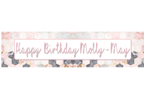 Personalised Rose Gold Marble Birthday Banner