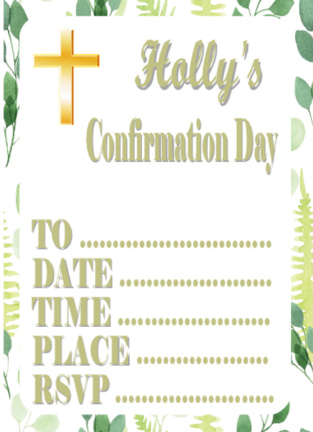 Personalised Green Leaf Confirmation Invites