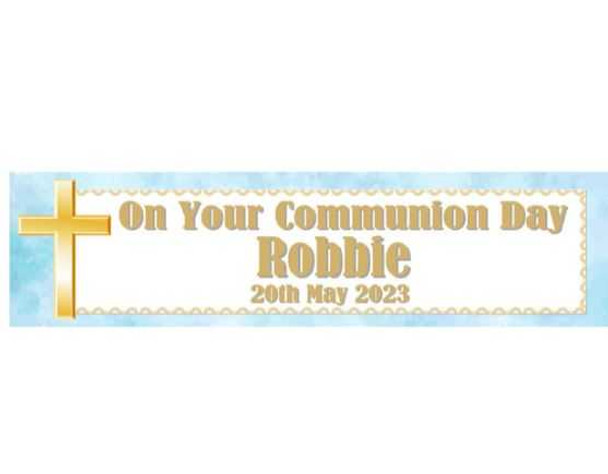 Personalised Blue & Gold Communion Banner