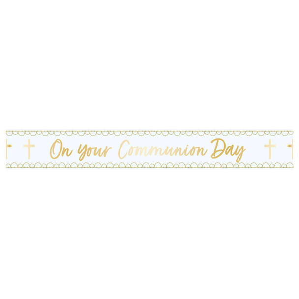 Blue Botanical Celebration Communion Foil Banner