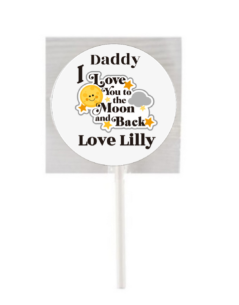 Personalised Moon & Back Lollipops (15 Pack)
