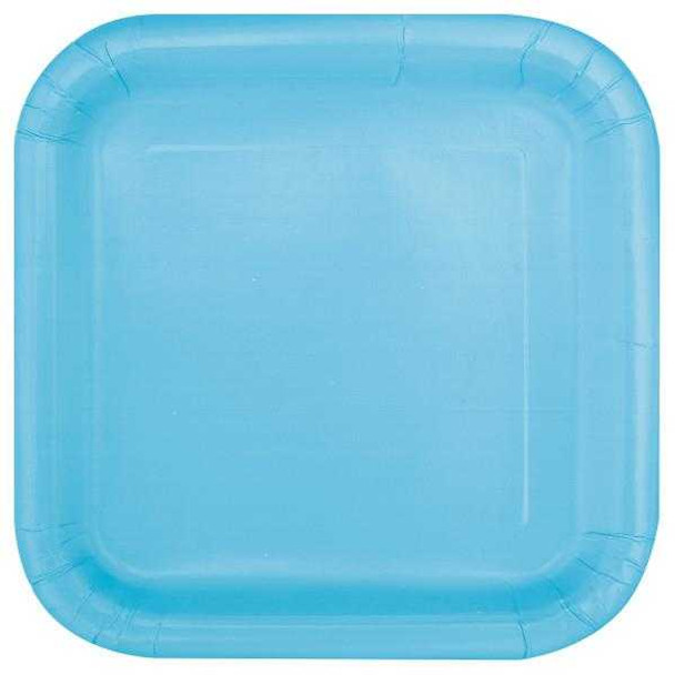 Powder Blue Square Plates (14 Pack)