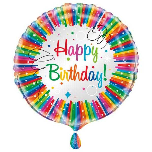 Rainbow Ribbon Happy Birthday Foil Balloon