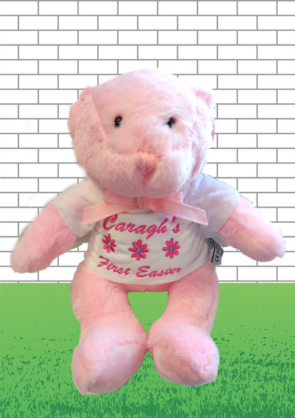 Personalised Embroidery Pink 1st Easter Teddy