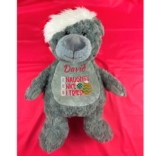Personalised Embroidery Christmas Teddy - Naughty or Nice