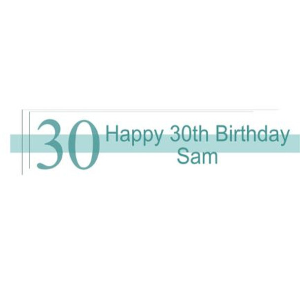 Personalised 30th Teal Birthday Banner