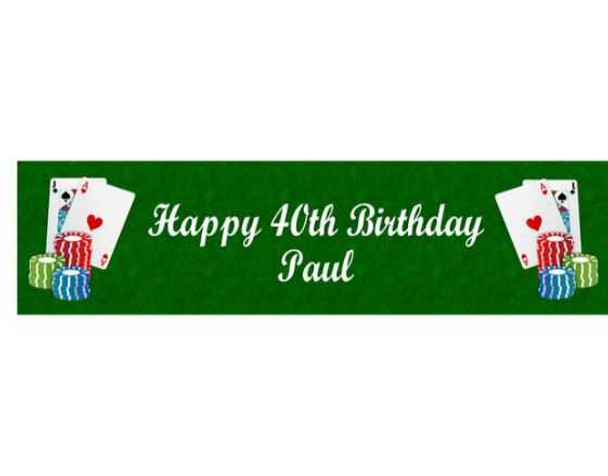 Personalised Poker Birthday Banner