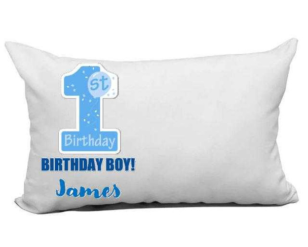 Personalised Blue 1st Birthday Pillow Case