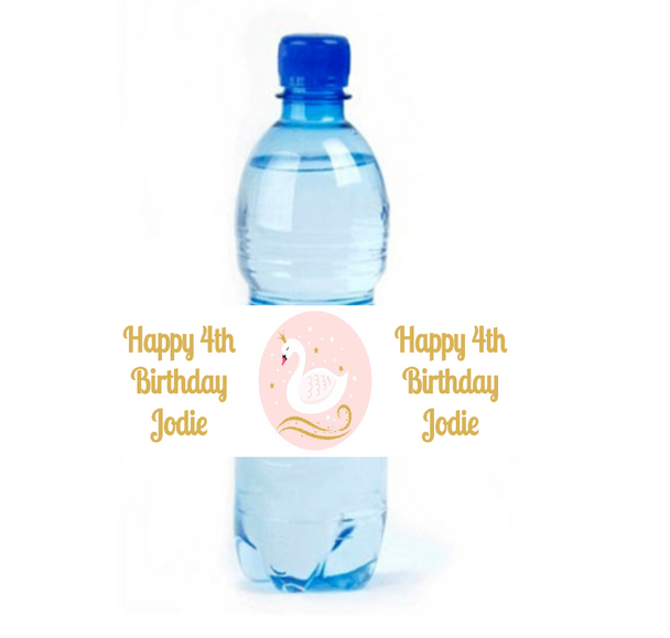 Personalised Lovely Swan Water Bottle Labels (4 Pack)