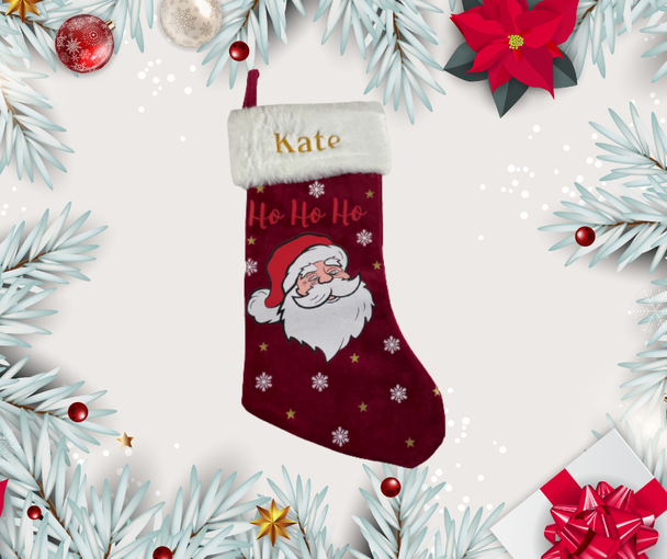 Personalised Embroidery Plush Santa Stocking