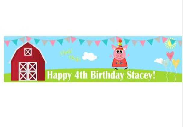 Personalised Cartoon Pig Party Banner