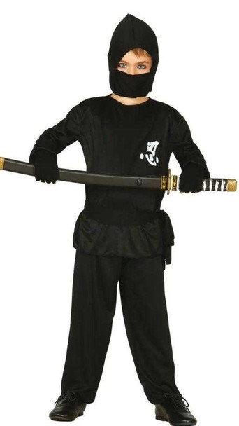 Kids Black Ninja Costume - Large