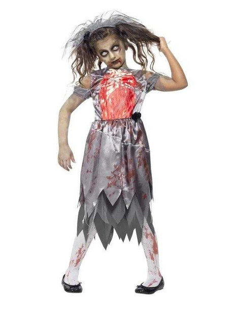 Kids Zombie Bride Costume Large