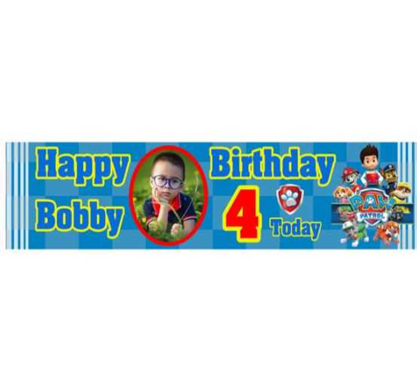 Personalised Pups Birthday Banner with Photo