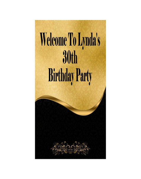 Personalised Vinyl Black & Gold Door Banner