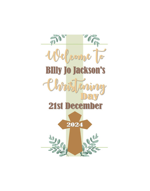 Personalised Vinyl Neutral Christening Door Banner