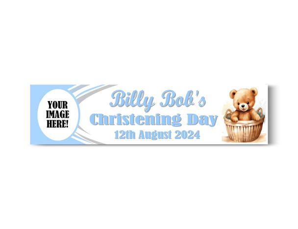 Personalised Boys Christening Banner with Photo