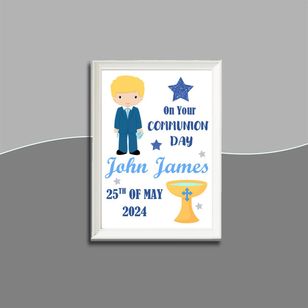 Personalised Boys Blonde Hair On Your Communion Day Frame