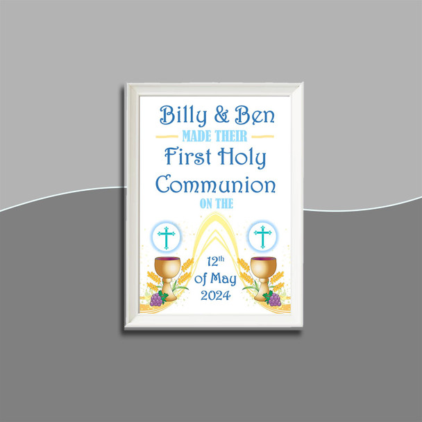 Personalised Twin Boys Communion Frame