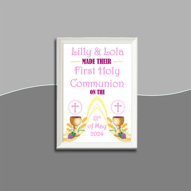 Personalised Twin Girls Communion Frame