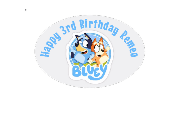 Personalised Bluey Boy's Birthday Oval Labels (8 Pack)