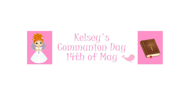 Personalised Red Haired Girl Communion Banner | Communion Decorations