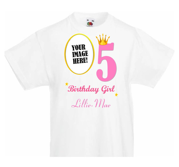 Personalised Birthday Girl T-Shirt with Photo