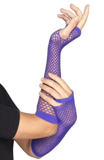 Purple Fishnet Gloves