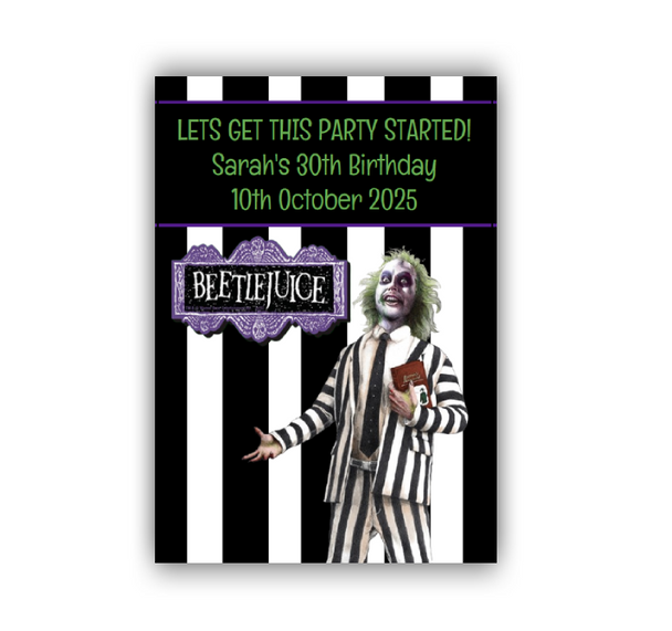 Personalised Beetlejuice Bottle Labels (4Pk) | Custom Beetlejuice Bottle Stickers