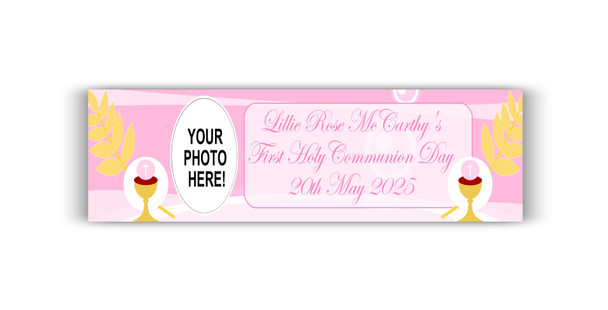 Personalised Pink Chalice Communion Photo Banner | Personalised Banners