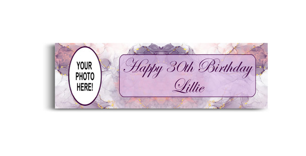 Personalised Purple Marble Photo Banner | Personalised Birthday Banners