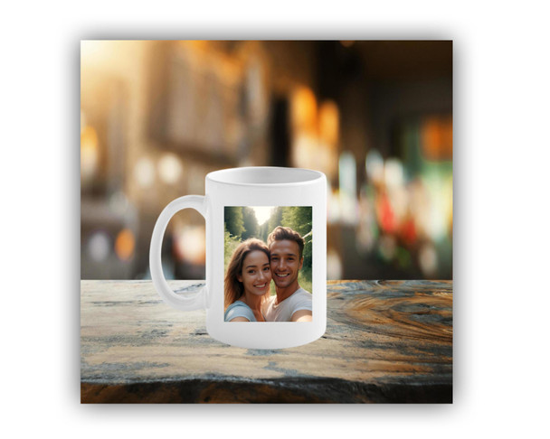 Personalised Blue Your Text Here With Photo Mug