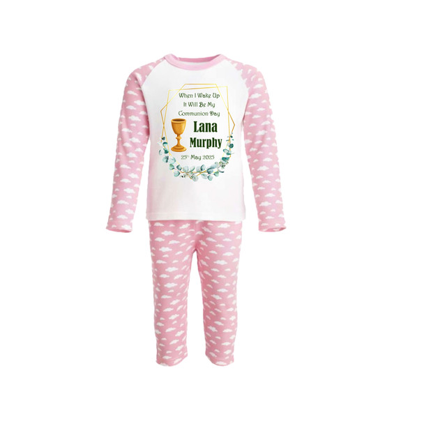 Personalised Gold Leaf Communion Girl Pyjamas