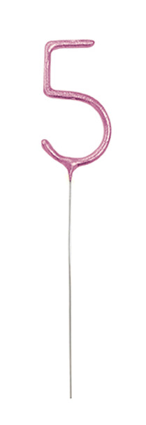 Pink Number 5 Sparkler Candle