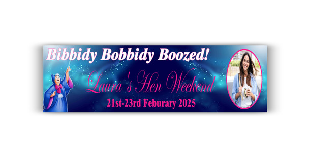 Personalised Bibbidy Bobbidy Boozed Hen Party Banner