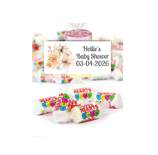Personalised Floral Baby Shower Loveheart Sweets