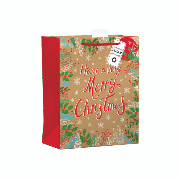 Merry Christmas Large Kraft Bag