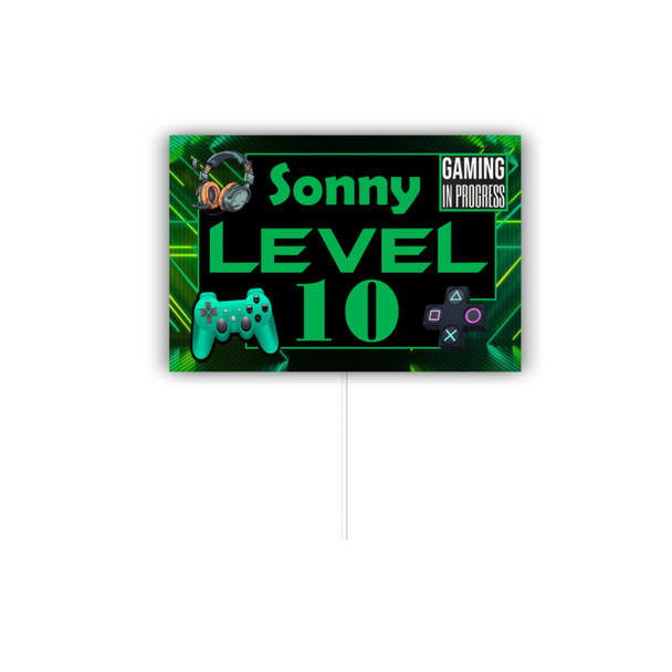 Personalised Green Gamer Cake Topper