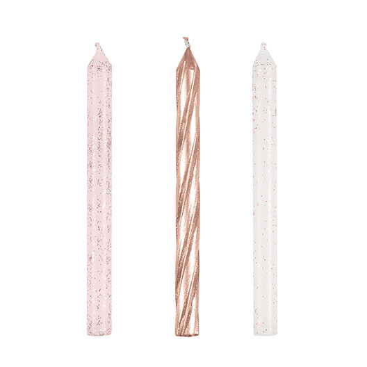 Rose Gold Glitter Spiral Birthday Candles