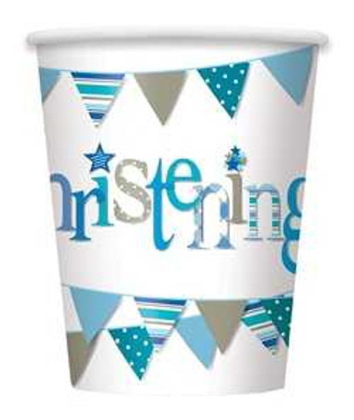 Blue Bunting Christening Cups