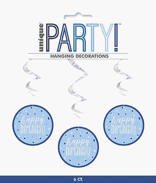 Blue Dot Glitz Birthday Swirls