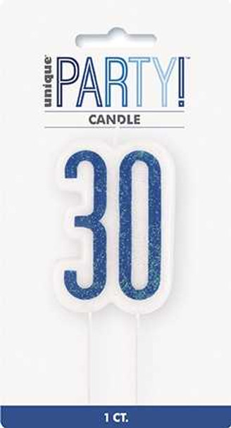 Blue Glitz 30th Candle