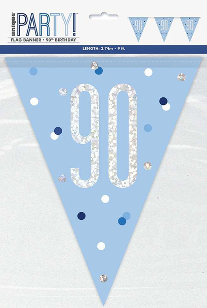 Blue Glitz 90th Bunting