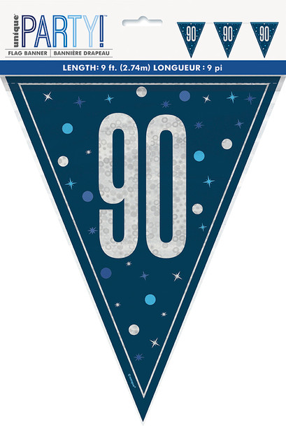 Blue Glitz 90th Bunting