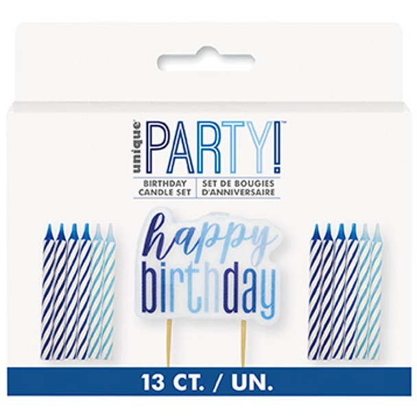 Blue Glitz Birthday Candle Set