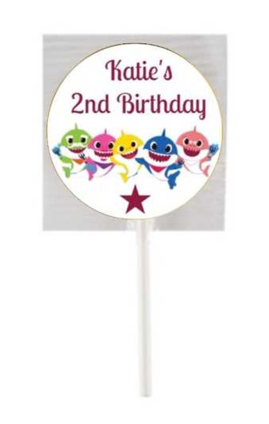 Personalised Baby Shark Lollipops (15 Pack)