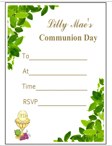 Personalised Communion Leaf Invitations
