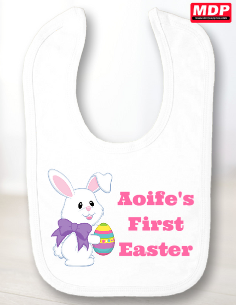 Personalised First Easter Baby Girl Bib